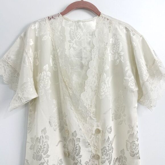 Vintage Victoria's Secret Gold Crown Label Lace Trim Satin Ivory Nightgown - Picture 3 of 16